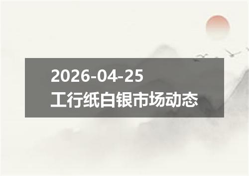 2026-04-25工行纸白银市场动态